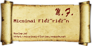 Micsinai Flórián névjegykártya
